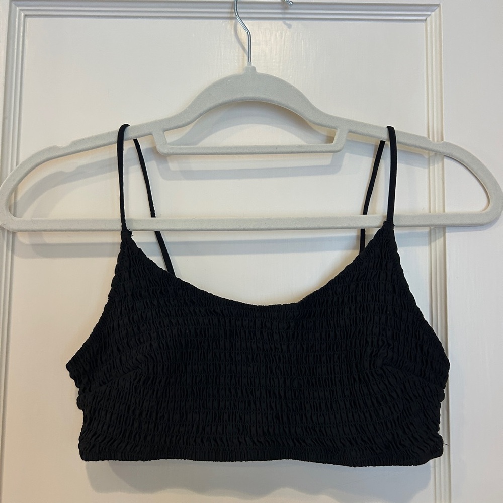 Aerie Black Textured Crop Top